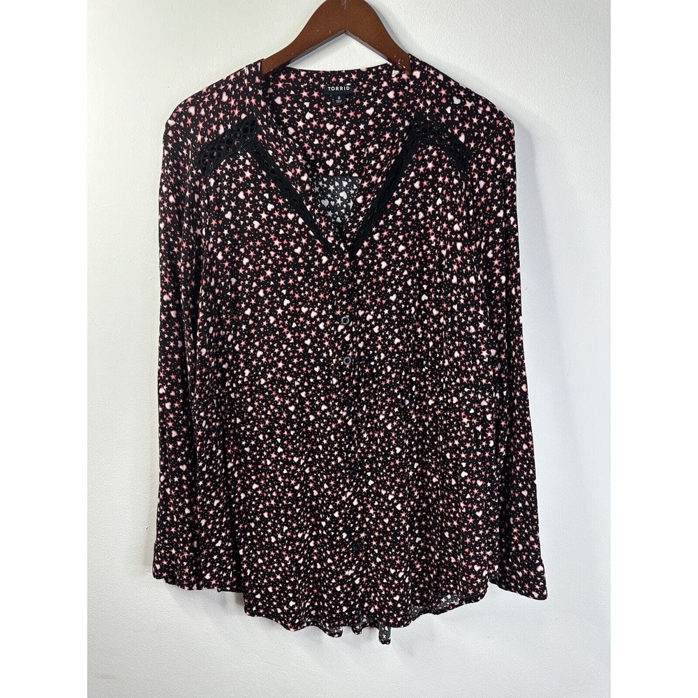 Torrid Women's Heart Print Button Down Top Size 0